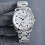 Super replica TW factory Longines Master white dial stainless steel kinetic watch 